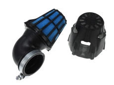 Air filter 46mm foam Polini Air Box angled 90 degrees black / blue