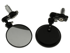 Mirror set bar-end version round black adjustable