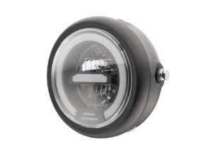 Koplamp rond 165mm angel eye LED 12V mat zwart 