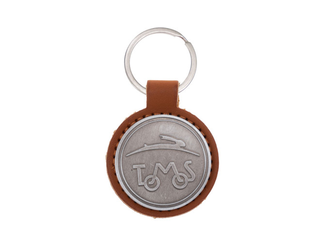 Sleutelhanger Tomos logo cognac kunstleder metaal RealMetal® product