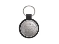 Keychain Tomos logo black imitation leather / metal RealMetal®