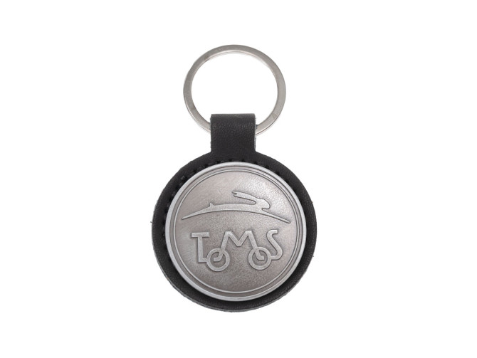 Keychain Tomos logo black imitation leather metal RealMetal® product