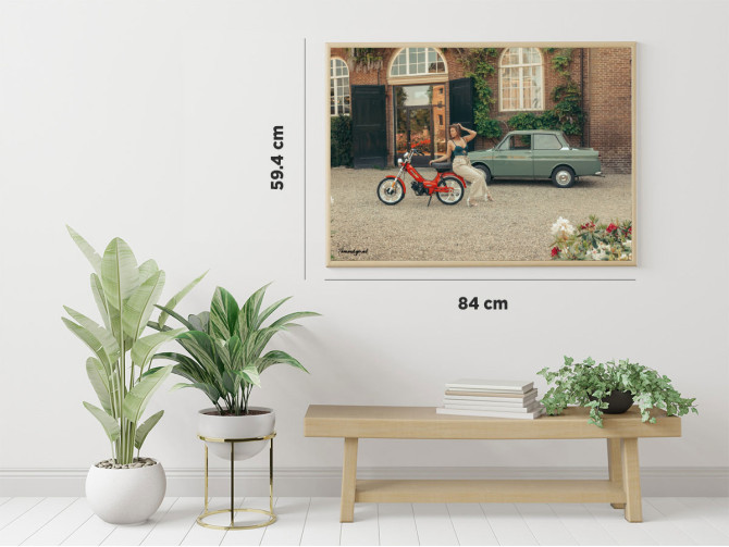 Custom Tomos Classic met Chevrolet C20 poster A1 product