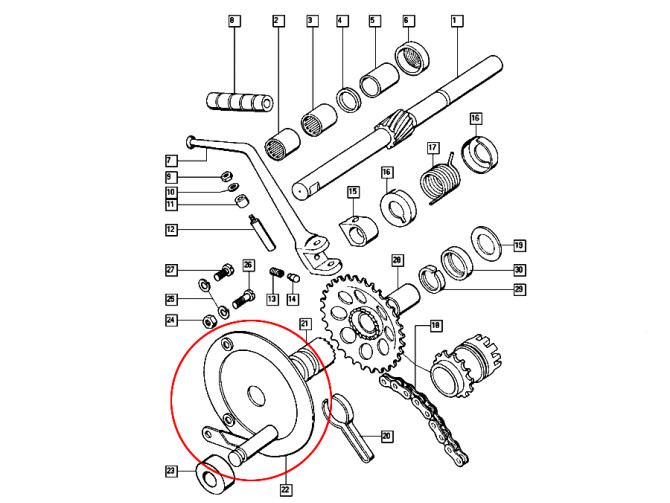 Kickstart mechanismus Schutzplatte Tomos A3 Zink product