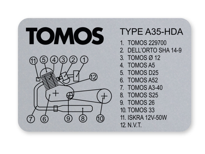 Tomos Typ Aufkleber Rahmen A35 HDA product