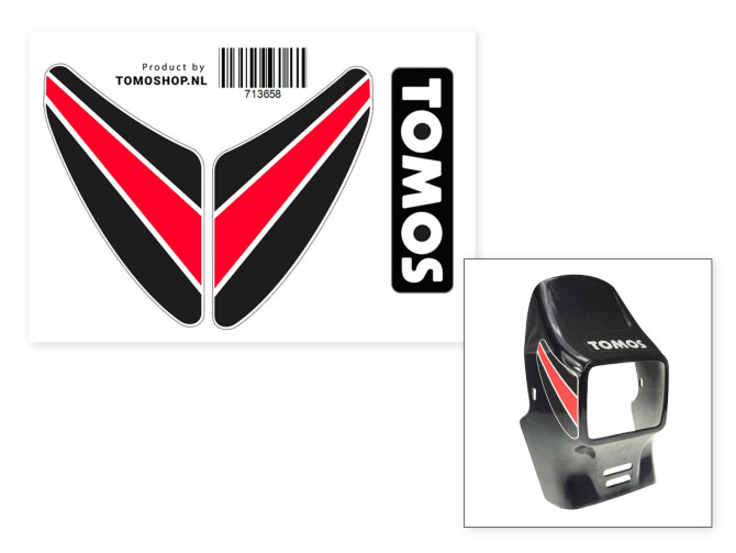 Sticker Tomos koplampspoiler klein rood / zwart product