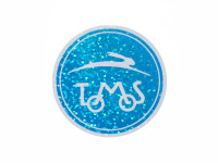 Sticker Tomos logo rond 55mm 80's retro Glitter blauw