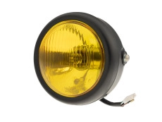 Headlight round 165mm halogen 12V 35W matt black yellow glass