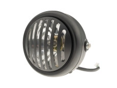 Headlight round 165mm halogen 12V 35W matt black with grill