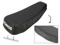 Saddle buddyseat Tomos A3 / A35 long custom with stamped logo black 