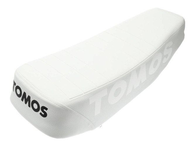 Saddle buddyseat Tomos A3 / A35 long custom with stamped logo white product